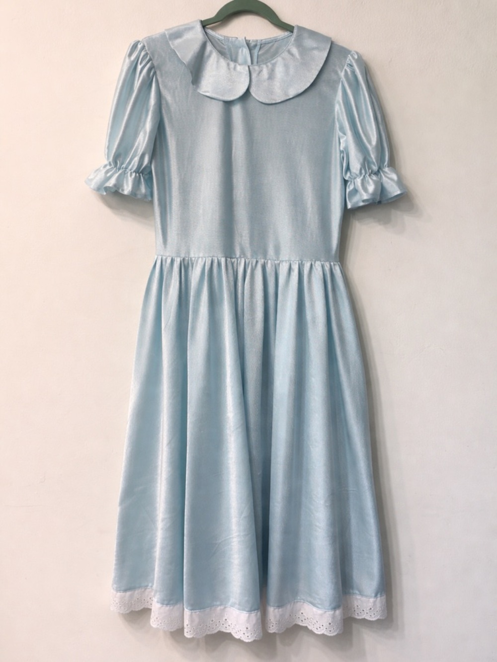 Fun Costumes Light Blue Polyester Dress S Peter Pan Collar Lace Trim